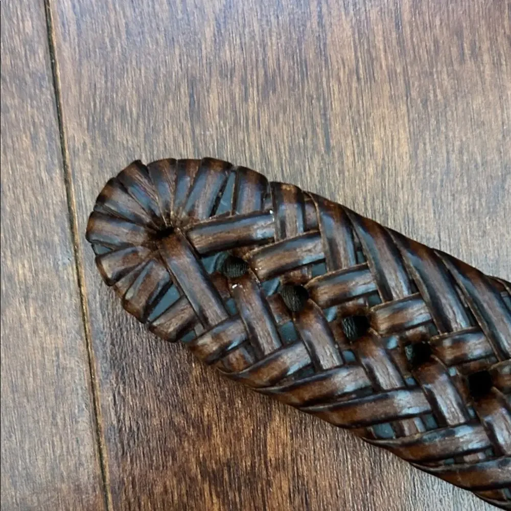 Dockers Braided Brown Belt with Brass Buckle, Adjustable Size L/XL